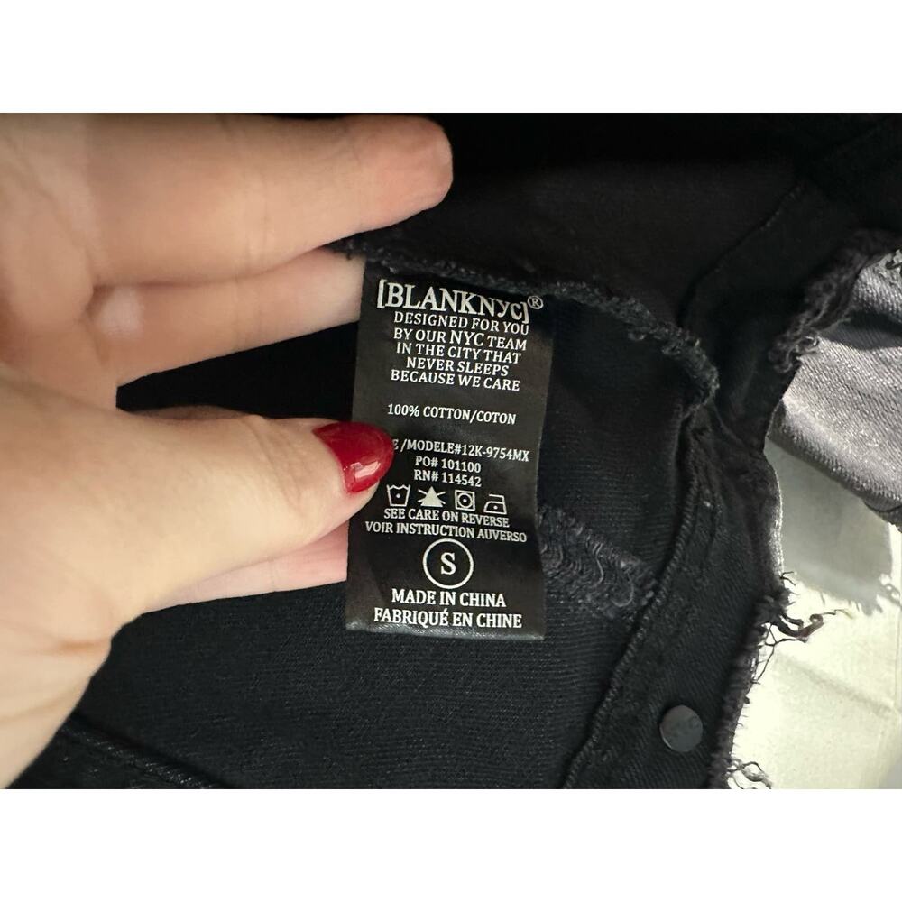 Blank NYC Jacket Womens Small Black Denim Studded Western Distressed Grunge - Picture 4 of 8